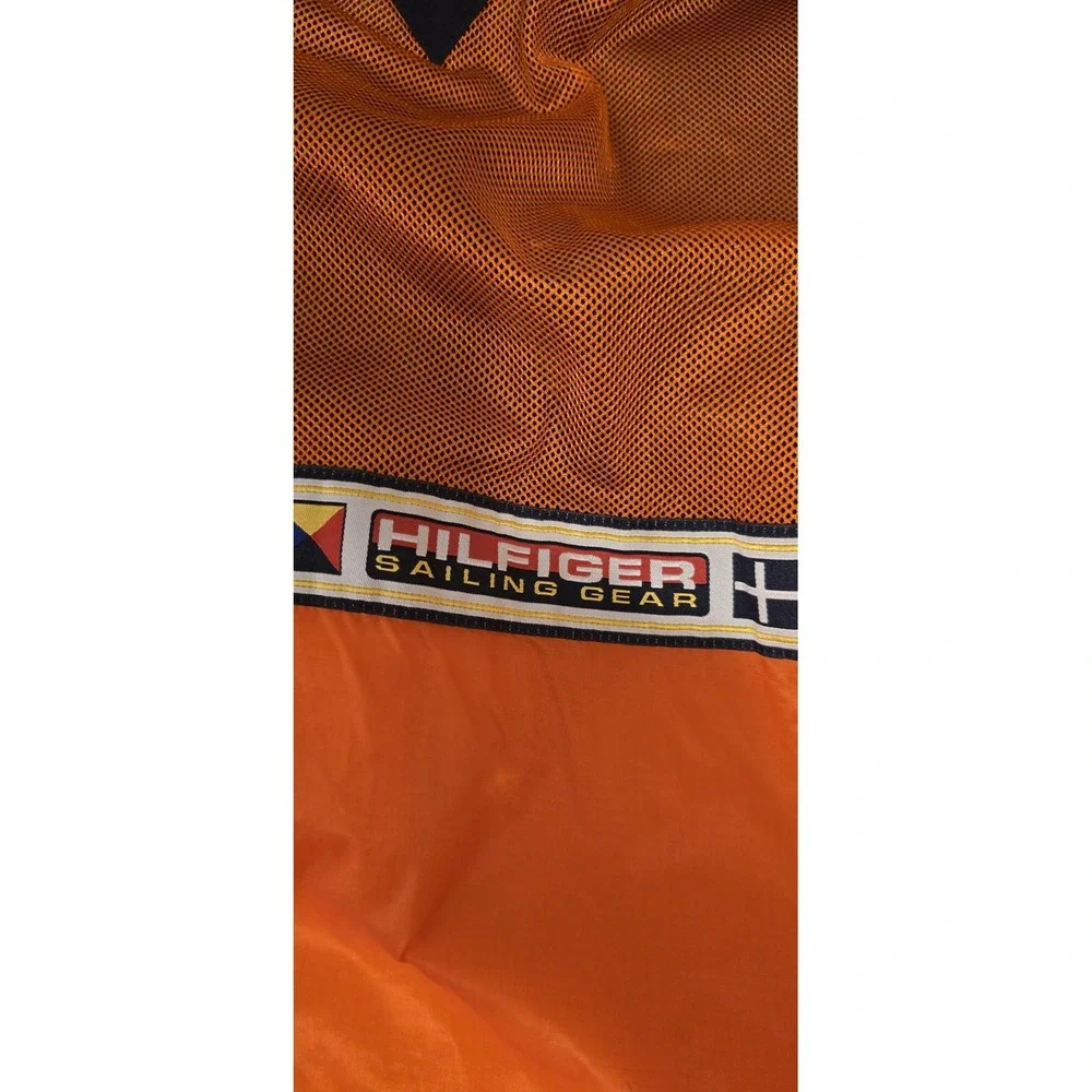 Vtg 90s Hilfiger Ski Jacket Boating Coat Yellow Hooded Sailing Parka Mens XL‎